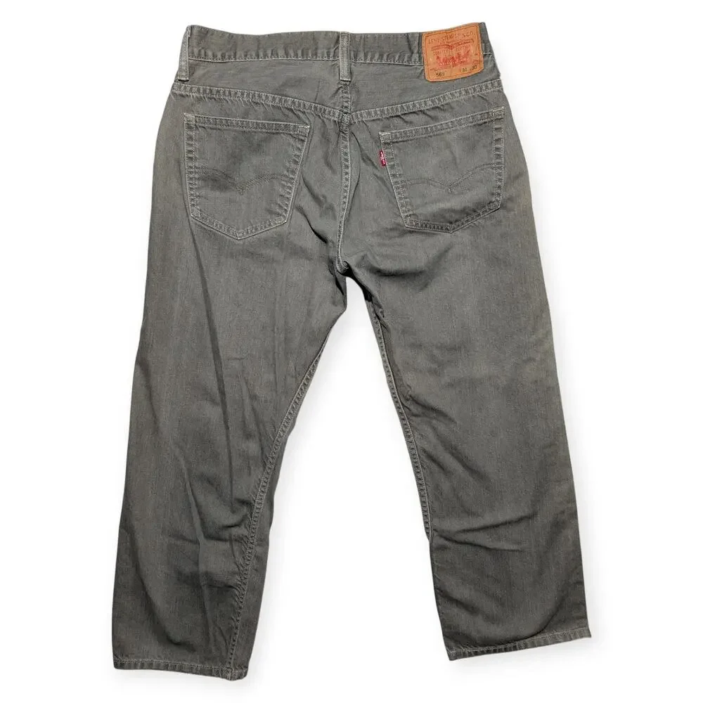 Levi's 569 Loose Straight Jeans 34x30 Gray‎ Denim 100% Cotton Mens Baggy Skater
